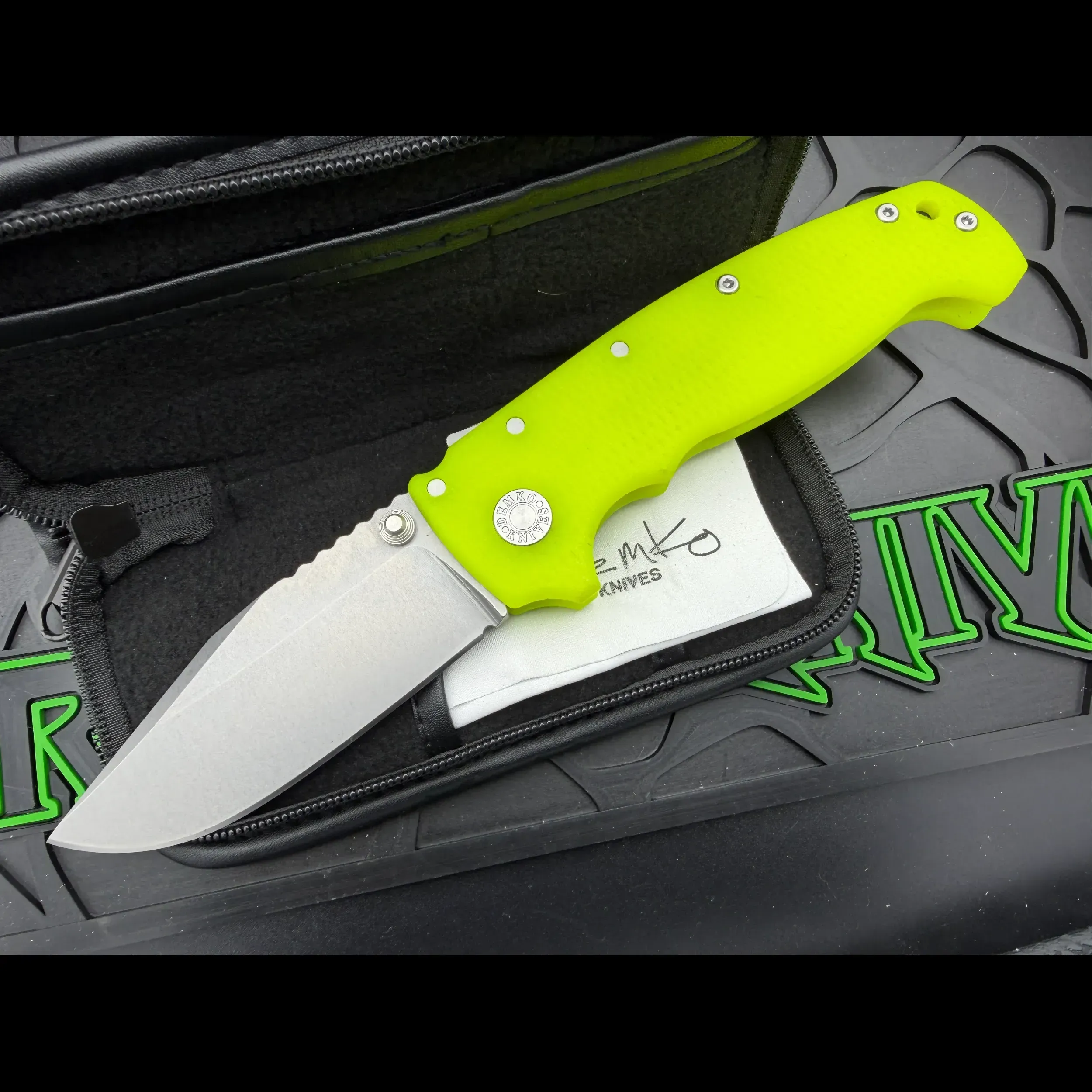 Bladebinge - Demko AD20 XXX Shark Lock CPM-3V Clip Point Dayglow G10