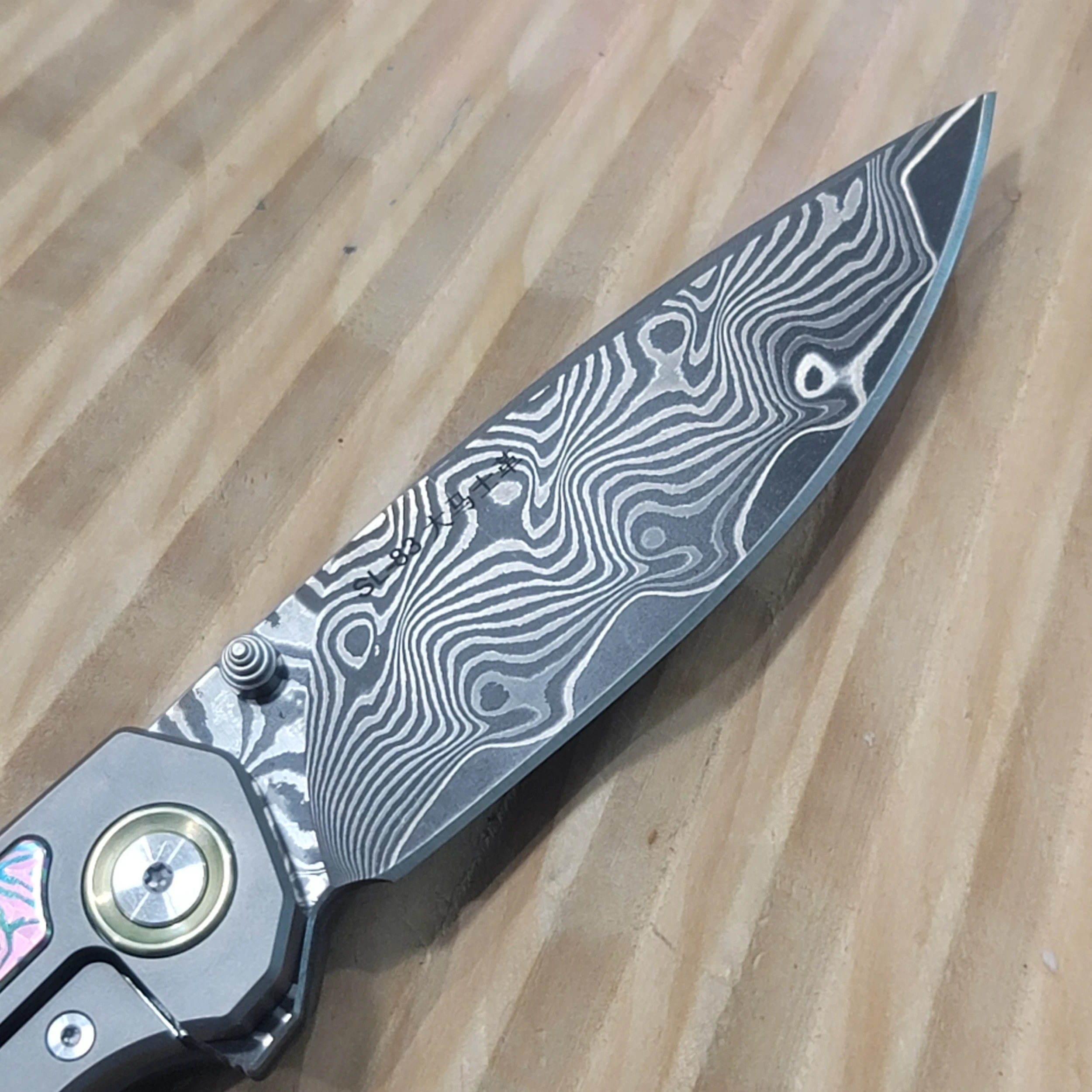 Bladebinge - Sixleaf SL- 83 RWL34 + VG10 Damascus, Titanium
