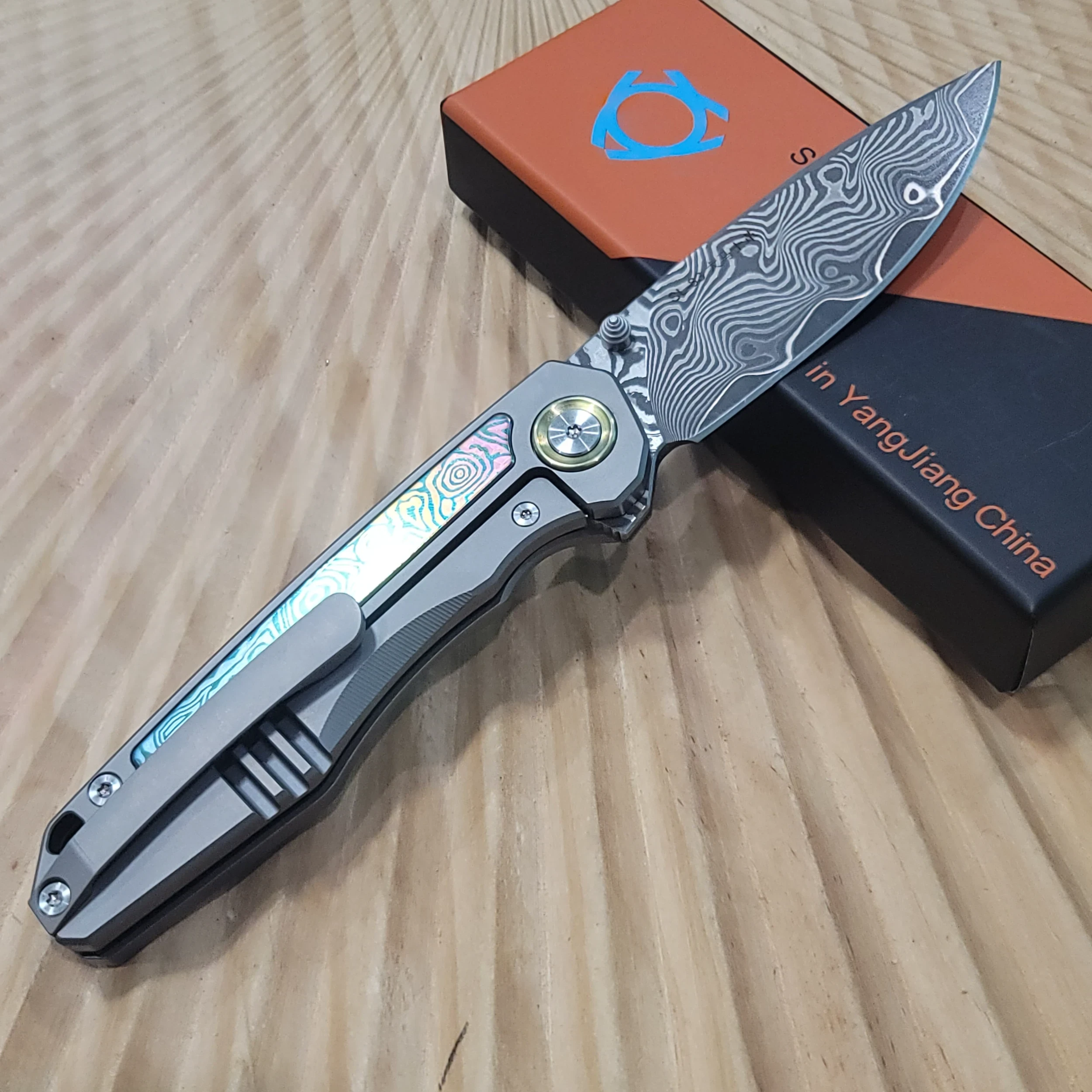 Bladebinge - Sixleaf SL- 83 RWL34 + VG10 Damascus, Titanium