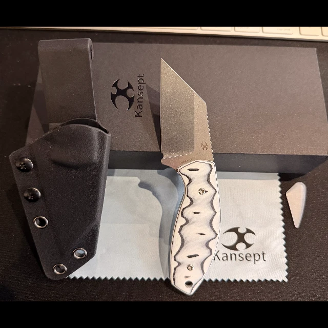 Bladebinge - Kansept Siafu Fixed Blade Knife Black & White G-10 (2.37" SW)
