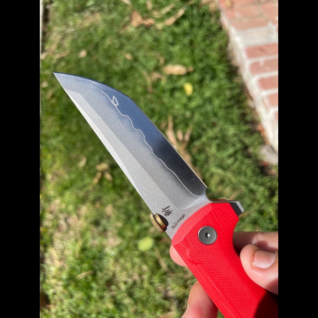 Bladebinge - North Mountain Blade Chop 2 Button Lock Knife Red G10
