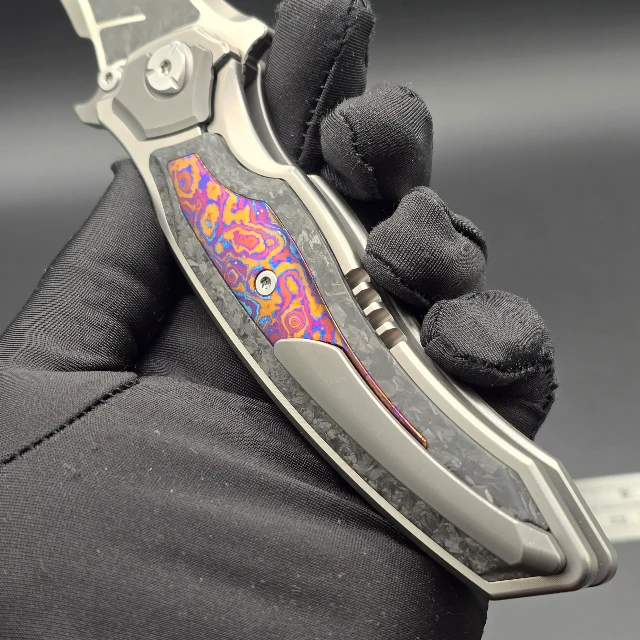 Bladebinge - MAXACE XI POCKET KNIFE TITANIUM HANDLE TIMASCUS INLAY