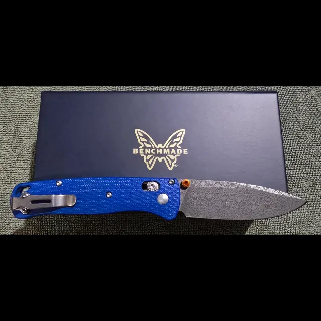 Bladebinge - NEW Benchmade Custom Bugout Damasteel Blue G-10 w/ Orange ...