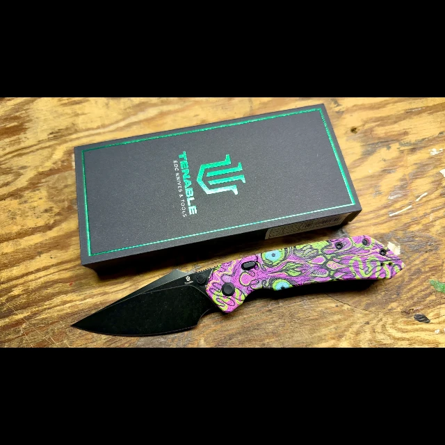 Bladebinge - TENABLE FENRIR Knife Blackwash D2 Blade Jade G10 with