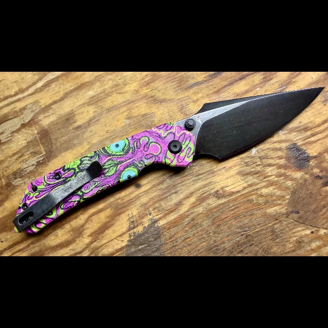 Bladebinge - TENABLE FENRIR Knife Blackwash D2 Blade Jade G10 with