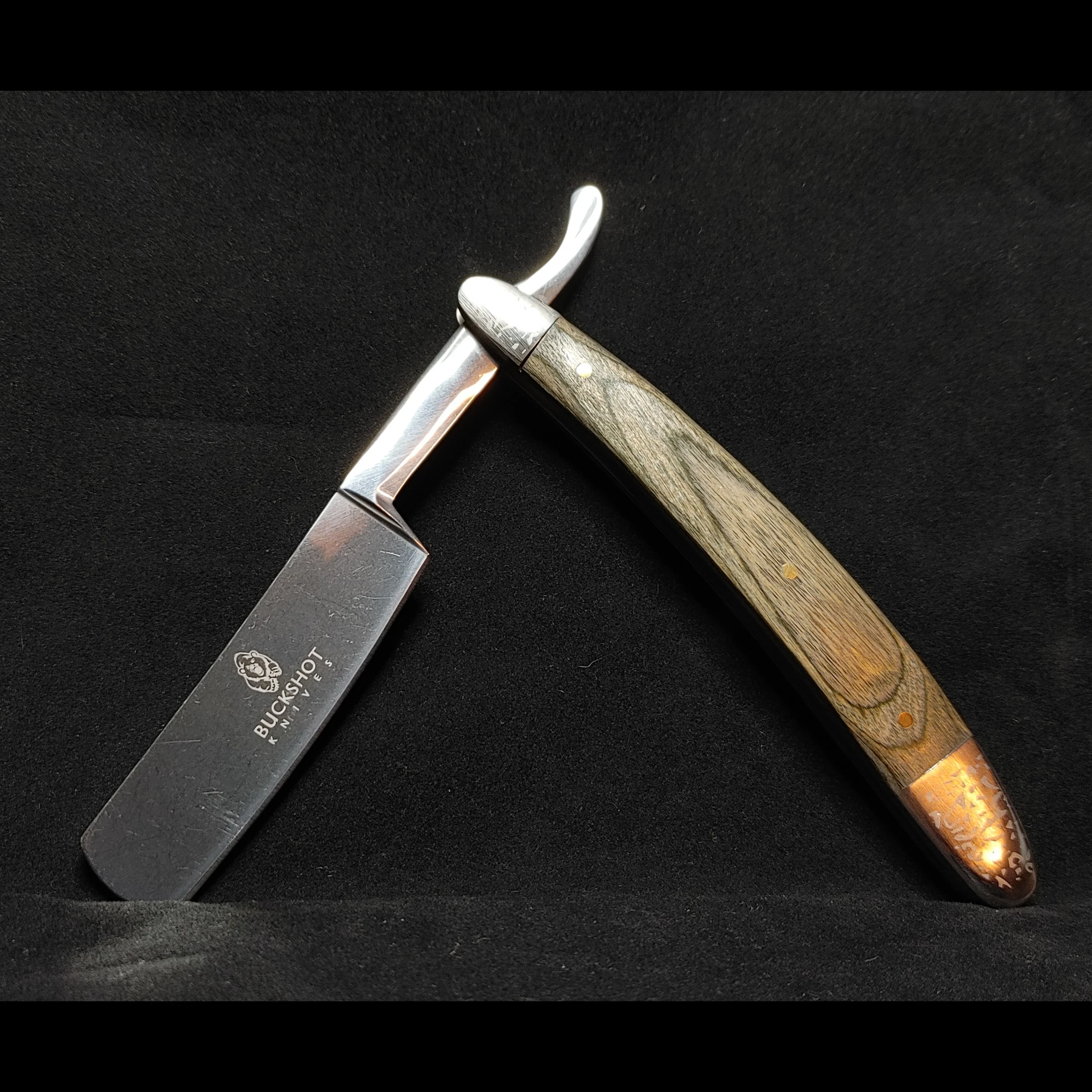 Bladebinge - BUCKSHOT STRAIGHT RAZOR w/Wood Inlay Handle