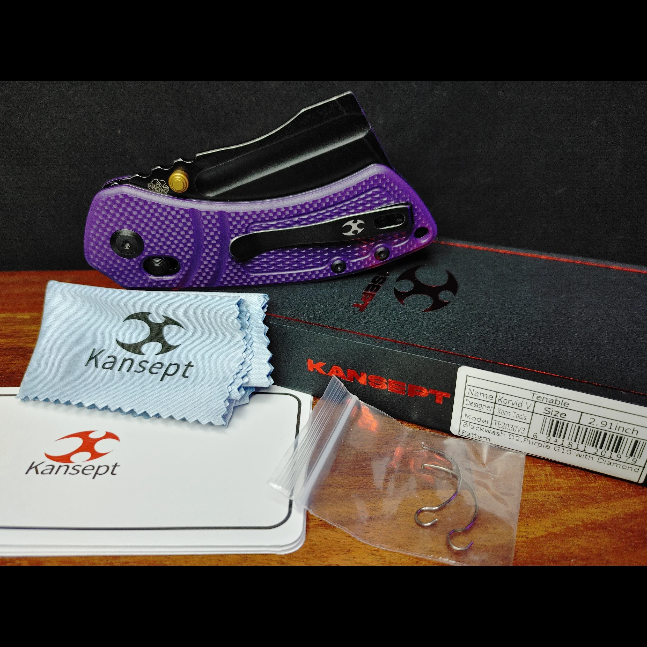 Bladebinge - KANSEPT - Korvid V - Crossbar Lock Purple G10 & D2 Blade