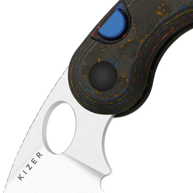 Bladebinge - Kizer - Microbe, 80s Camo, Button Liner Lock, M390. 2742A1