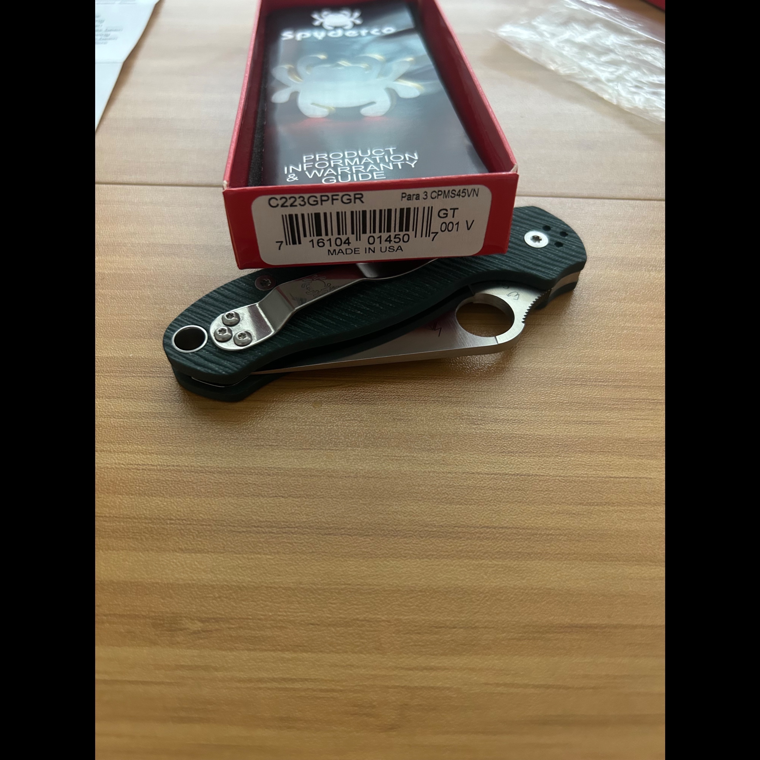 Bladebinge - Spyderco 001V Sprint Run Para 3 C223GPFGR - Diamond 