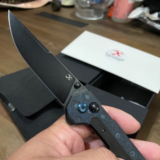 Knafsale Kansept EDC TAC Blue Carbon Fiber Knife S35VN