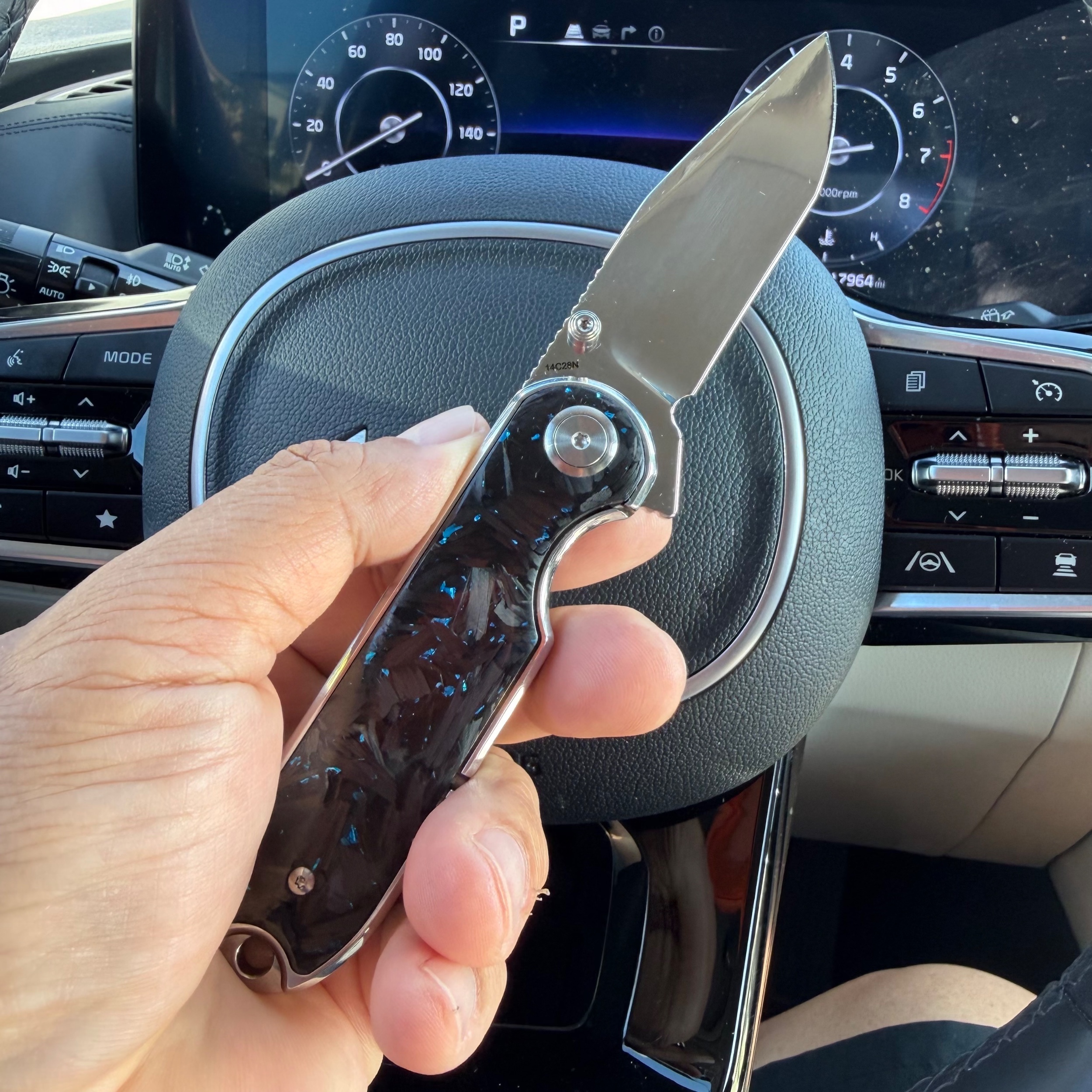 Bladebinge - 🌶️🌶️ QSP Knife Nebula Linerlock Shredded Carbon Folding 14C28N Pocket Knife Mirror🌶️🌶️🥷