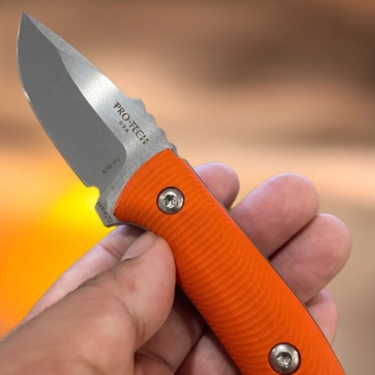 Bladebinge Protech SBR Fixed Blade Orage G10 Knife S35VN Les Design W/ Sheath