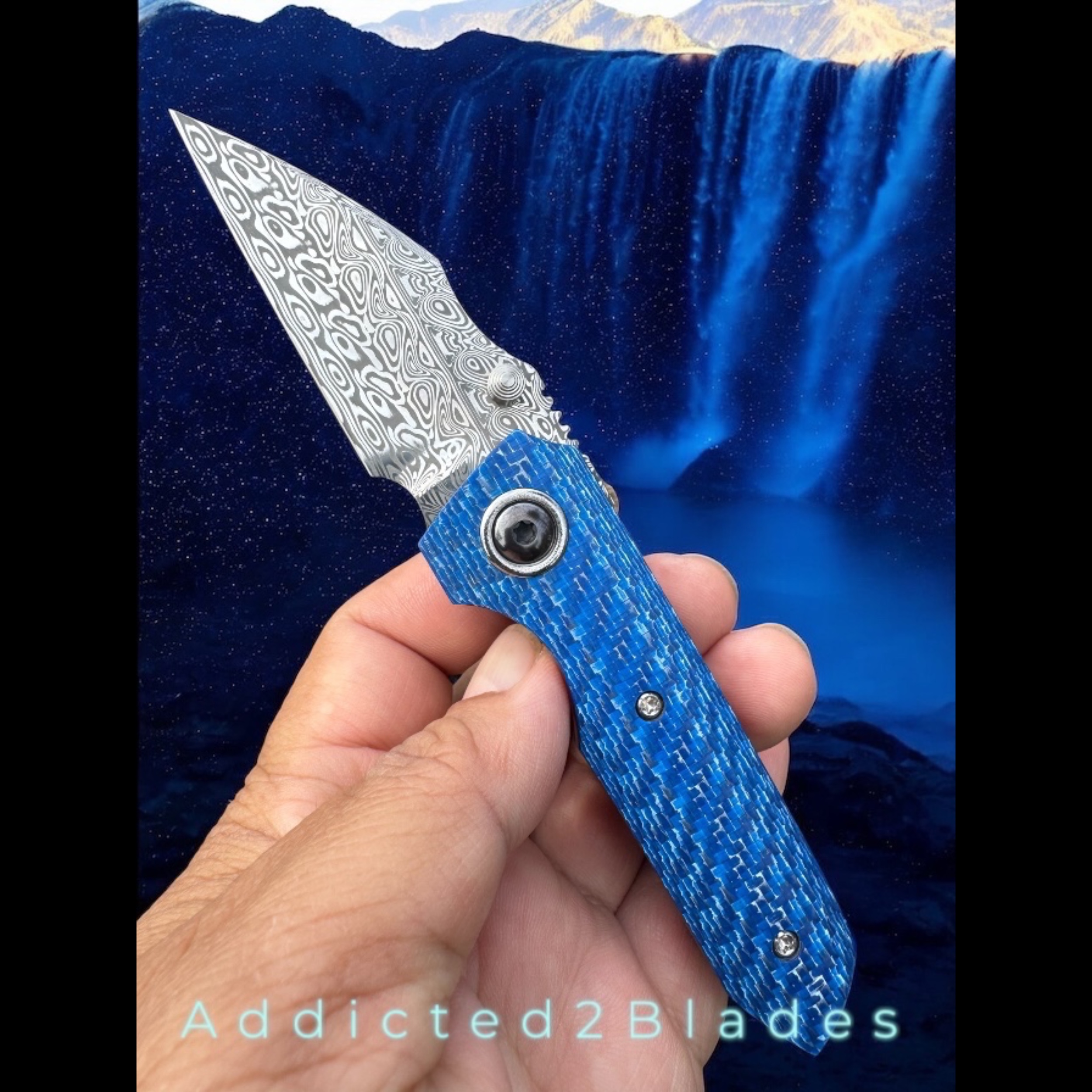 Bladebinge - 🔥🔥 JVO Knife Mini Tiger Tip Damasteel Zirc Blue Twill Carbon  Fiber Custom Knife🔥🔥🥷🙌👌