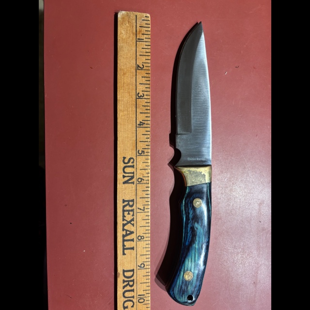 Bladebinge - VINTAGE TIMBER RATTLER BLUE WOOD HANDLE SKINNING KNIFE w ...