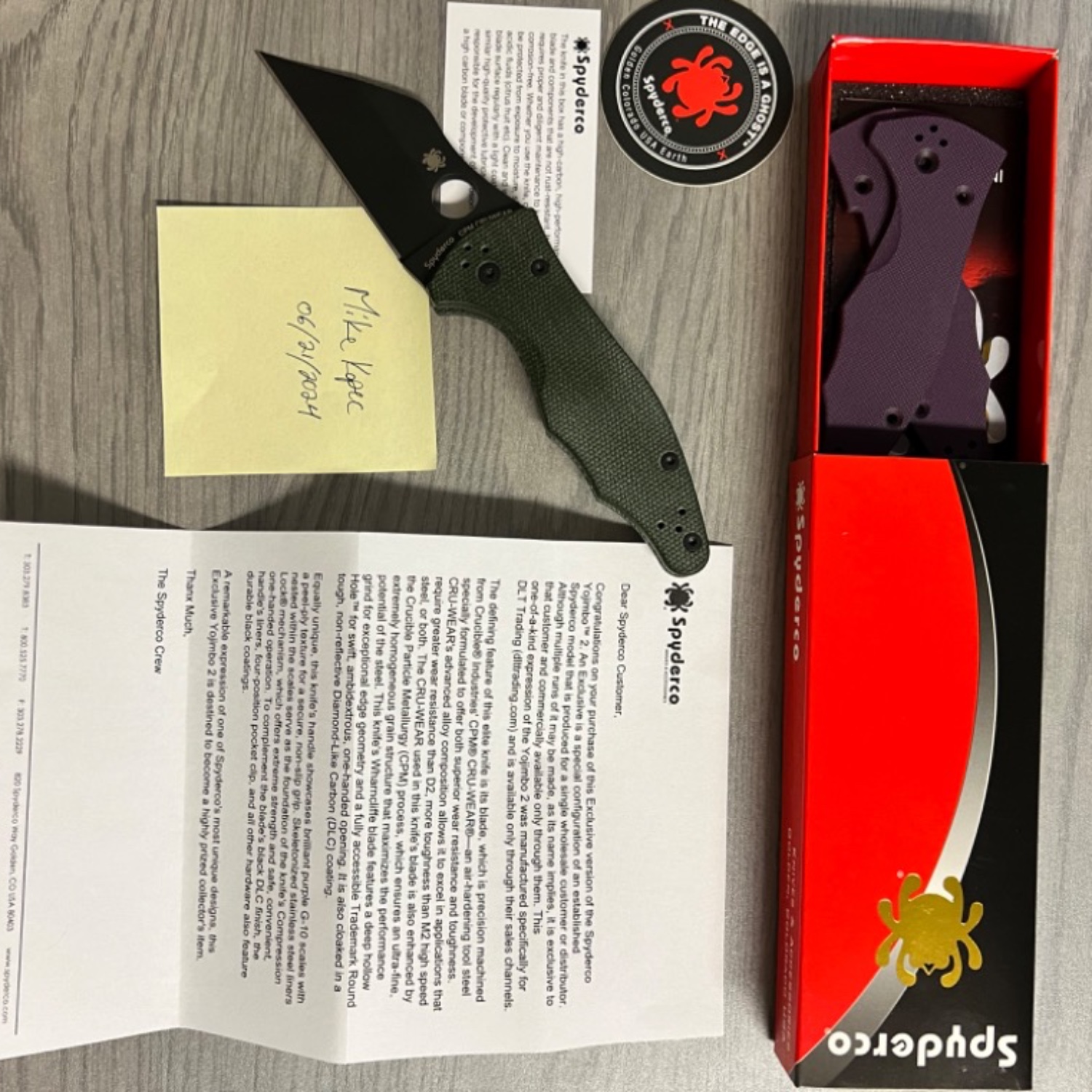 Bladebinge Spyderco Yojimbo 2 Cruwear DLT exclusive with aftermarket