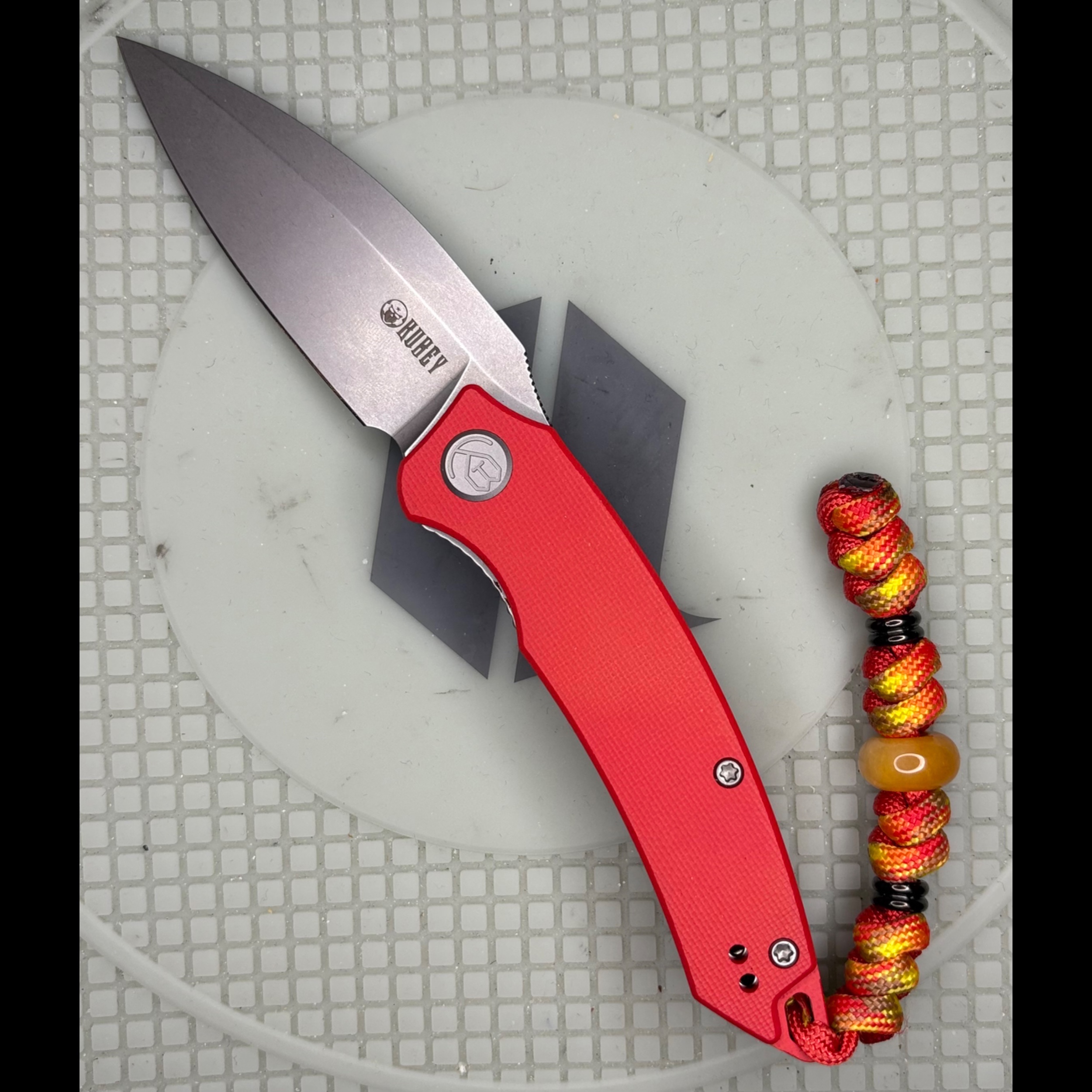 *PRICEDROP*KubeyTiguassLeafFrontFlipperLinerLockKnifeRedG-10(3"BeadBlast)