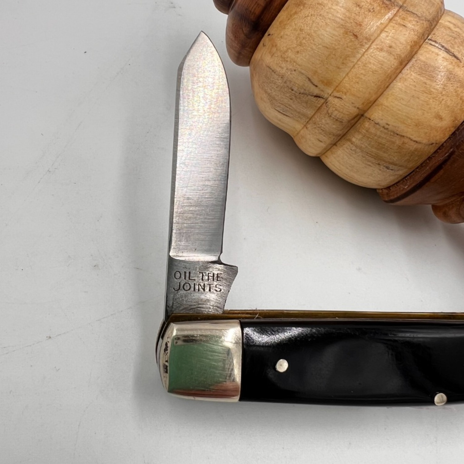 Bladebinge - VINTAGE BUCK CREEK SOLINGEN GERMANY BROWN PLASTIC LONG PULL  STOCKMAN KNIFE (43)