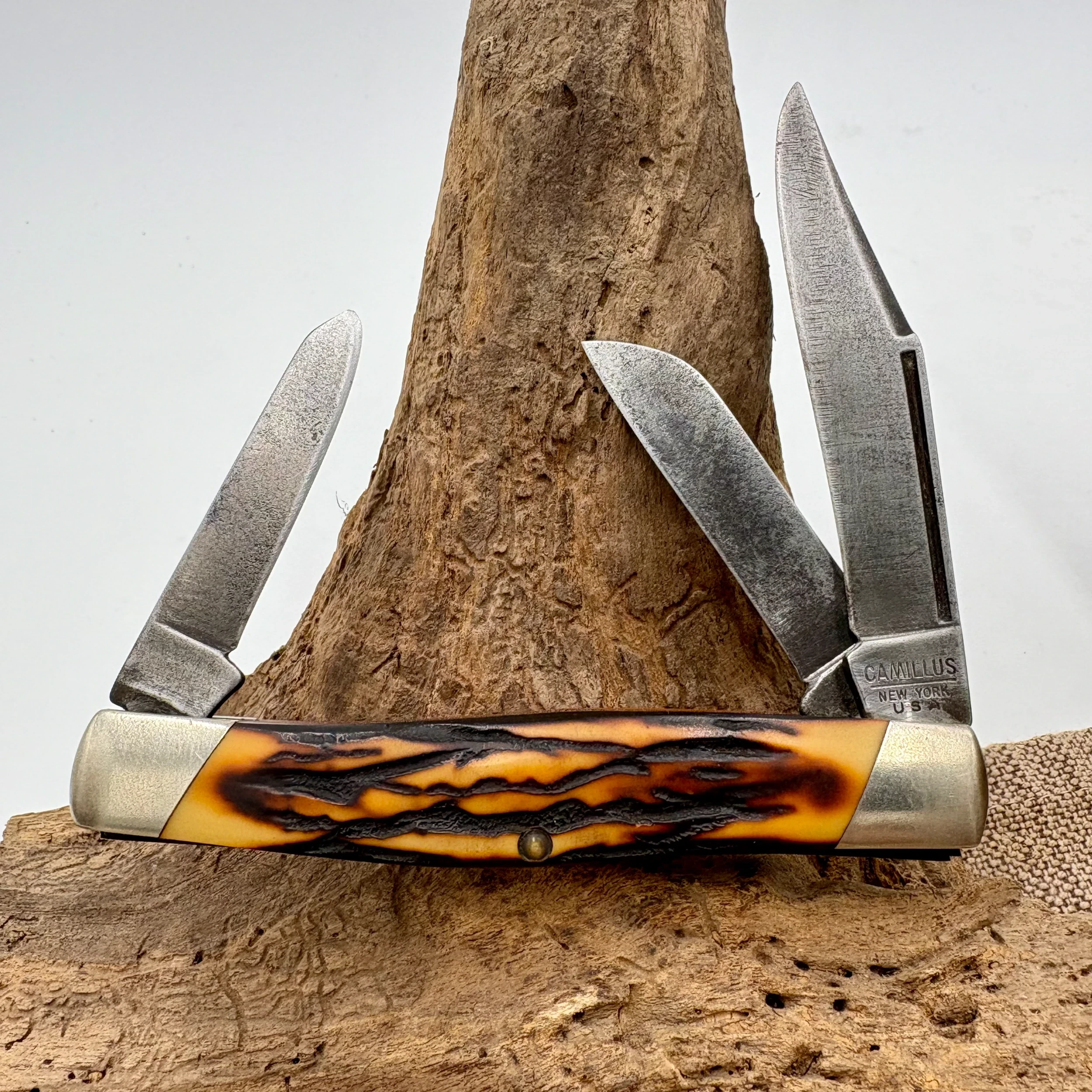 Vintage Camillus New York USA 3 blade Stockman w/Delrin