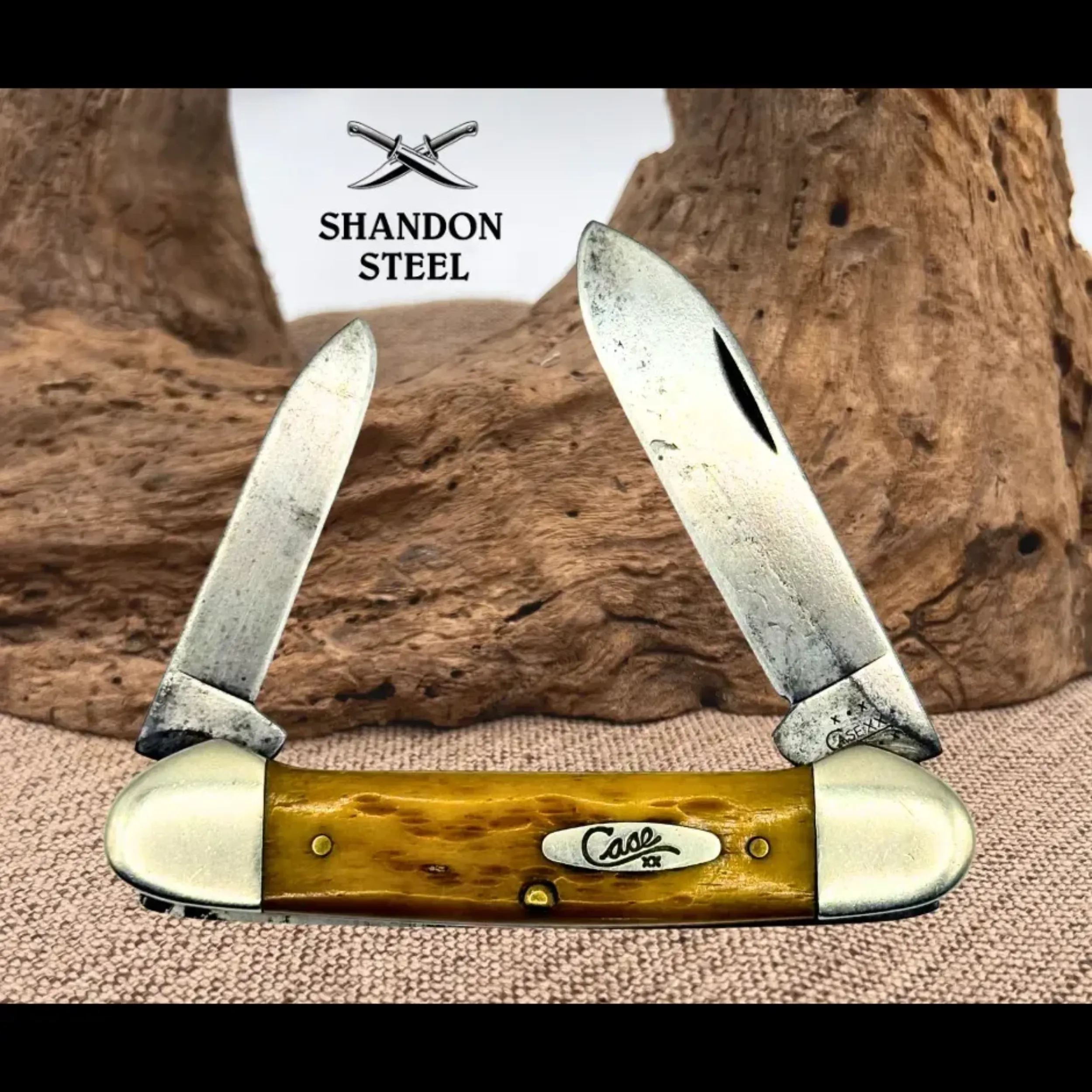 Bladebinge - Case XX USA 62131 CV Canoe 2 Blade Brown Bone Handle