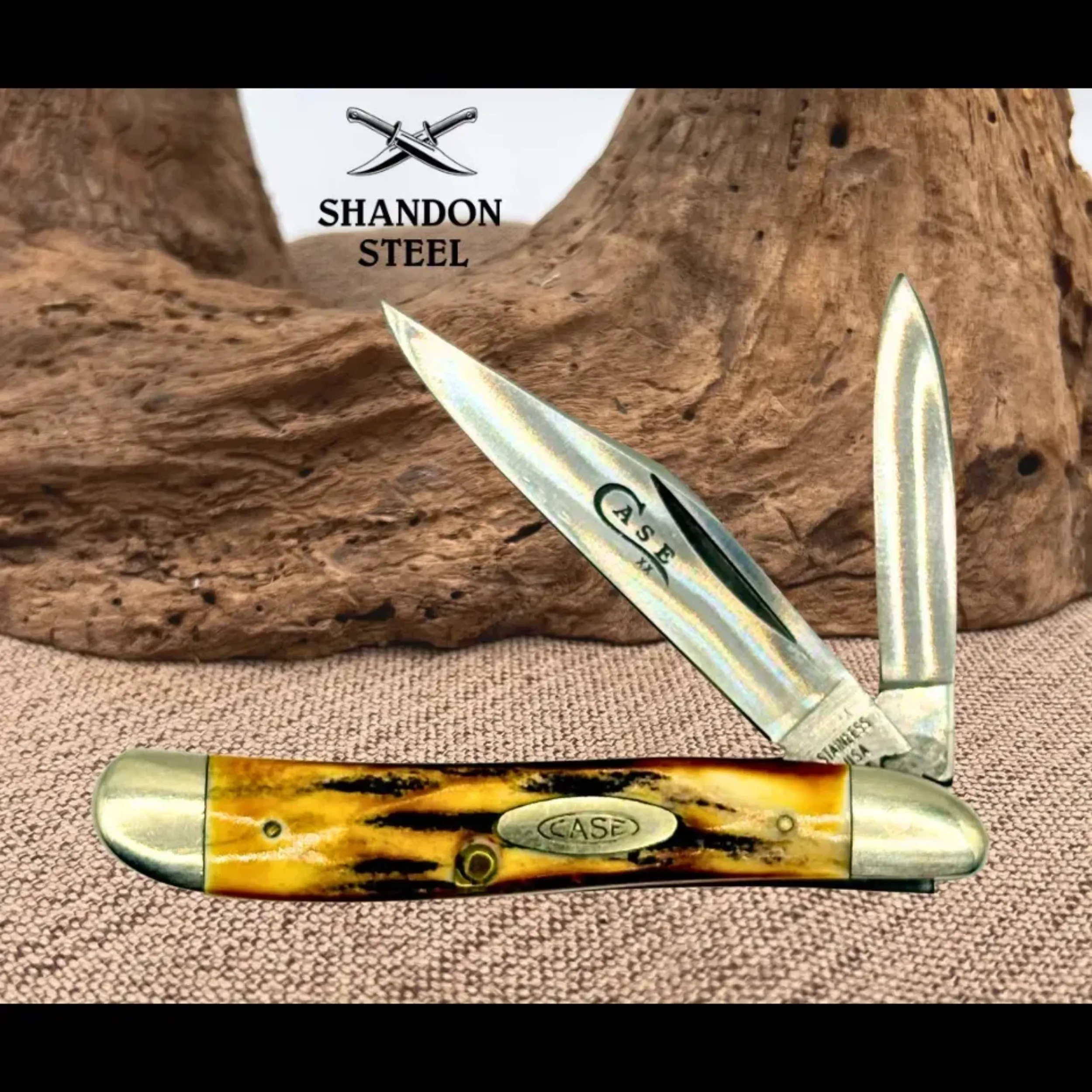 Bladebinge - 1978 Case XX USA 5220 SSP Stag Peanut 2 Blade Folding