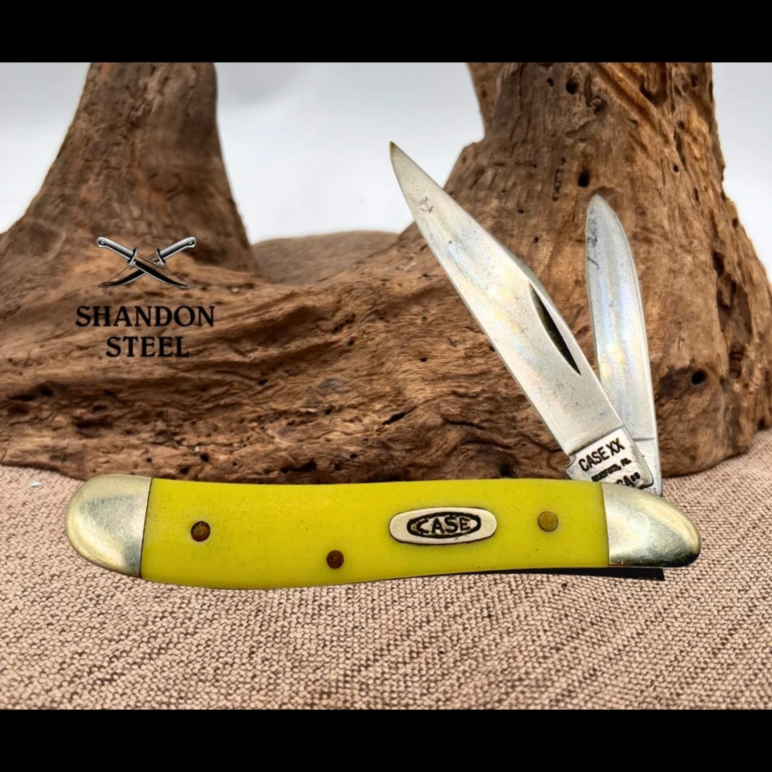 SUKU  イエロー 波模様 セミダブルカバーセット Bladebinge - CASE XX KNIVES 1993 YELLOW SYNTHETIC PEANUT SS 3220