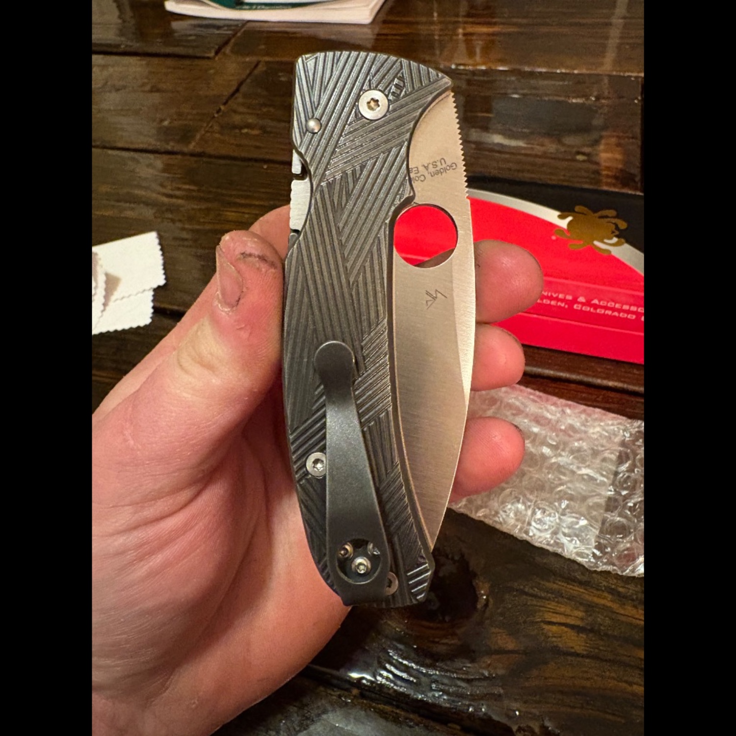 Bladebinge - Spyderco Bodacious Lynch NW Ti Scales and pocket clip