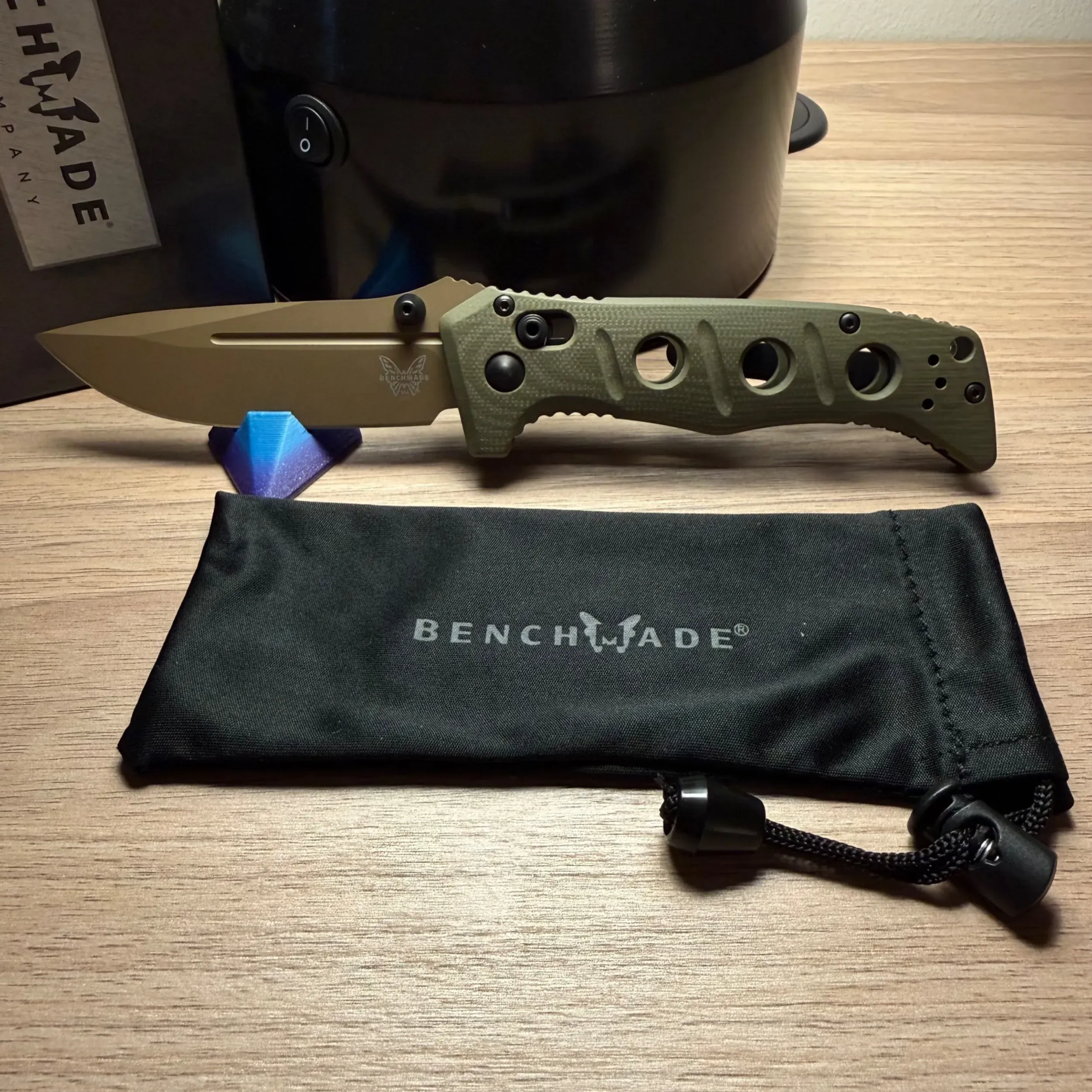 Bladebinge - Benchmade Mini Adamas AXIS Lock Knife Olive G-10 (3.3