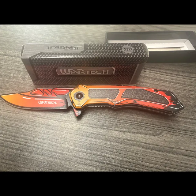 Bladebinge - Wartech assisted folding knife with red and orange finish