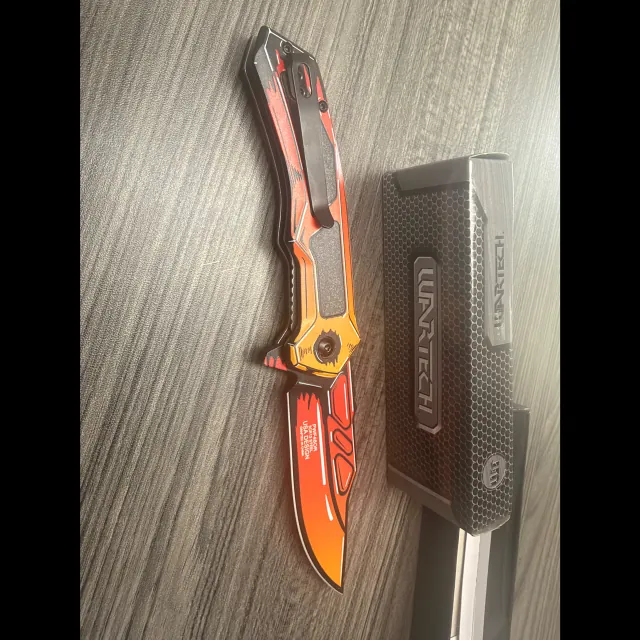 Bladebinge - Wartech assisted folding knife with red and orange finish
